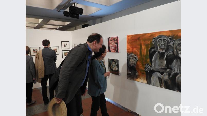 Bei der Pfingstausstellung sorgen Affen für heitere Gespräche.	Bilder: swi (2)