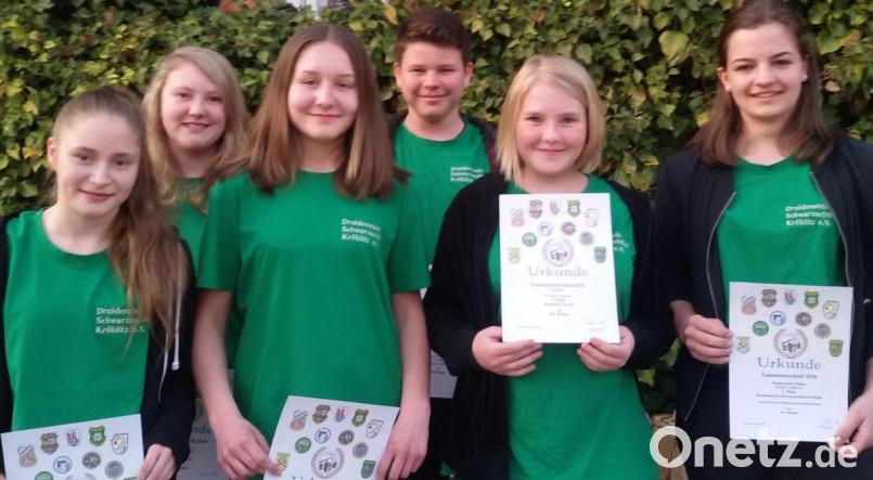 Die erfolgreichen Schützinnen:  (von links) Manuela Kick, Theresa Stengl, Selina Ellmann, Elias Schütz, Magdalena Stengl und Anna-Lena Meier.  	Bild: dl