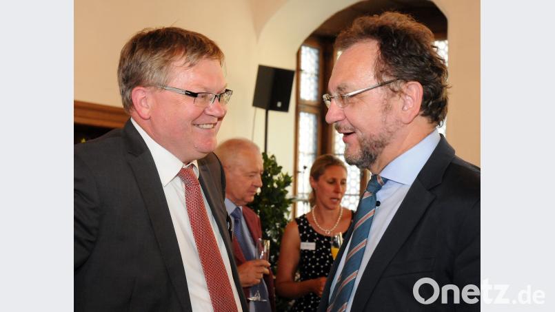 150 Jahre Amberger Zeitung: OB Michael Cerny im Gespräch mit Festredner Heribert Prantl. Stephan Huber