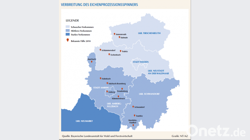 Verbreitung des Eichenprozessionsspinners Grafik: nt/az