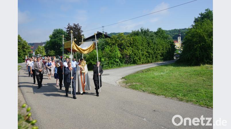 Pfarrer Hoch trug das Allerheiligste hinaus in die Fluren rund um Wolfring. Bild: nib