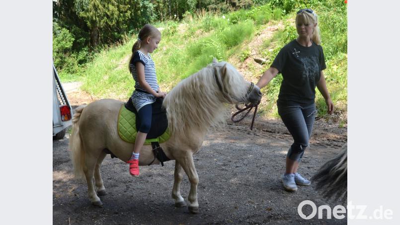 Feuer und Flamme  sind die Kinder beim Ponyreiten. mez