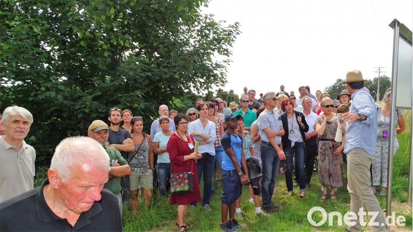 Viel zu erkunden: Dr. Markus Strauß von der Stiftung Essbare Wildpflanzenparks (Mitte) führte interessierte Gäste über den ersten Teil des Pfades. hl