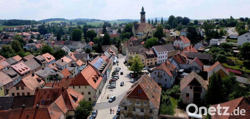 Ein Blick vom Turm der evangelischen Kirche St. Johannes Baptista. le