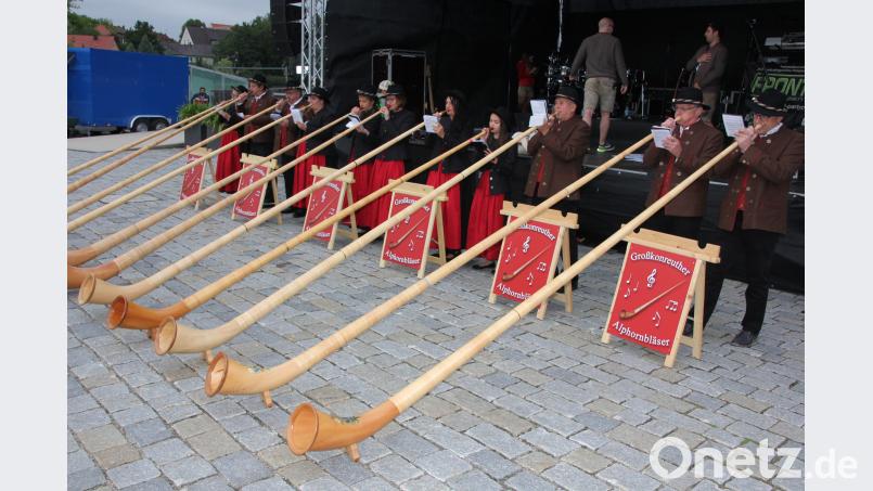 Die Großkonreuther Alphornbläser unter der Leitung von Markus Werner sorgten für ein tolles alpenländisches Intermezzo. kro