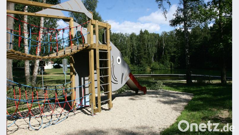 Rund 17.000 Euro wurden für das Spielgerät in Form eines Karpfens in die Hand genommen. Der Spielplatz – früher im Wald gelegen – ist jetzt in die Nähe der „Kipp“ gerückt. wro