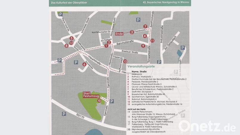 Der Streckenverlauf des Festzuges, zudem auch die zusätzlich geschaffenen Parkflächen,  sind auf der Karte ersichtlich. wro