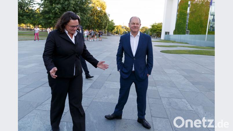 Bundesfinanzminister Olaf Scholz (SPD) und Andrea Nahles, SPD-Parteivorsitzende. Carsten Koall/dpa