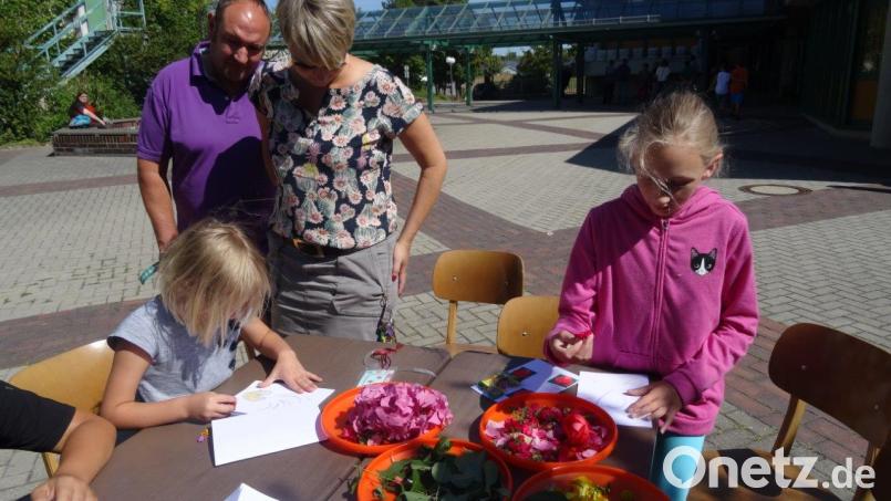 Auch das ist möglich: mit Blüten anstatt Farben malen. Bild: hka