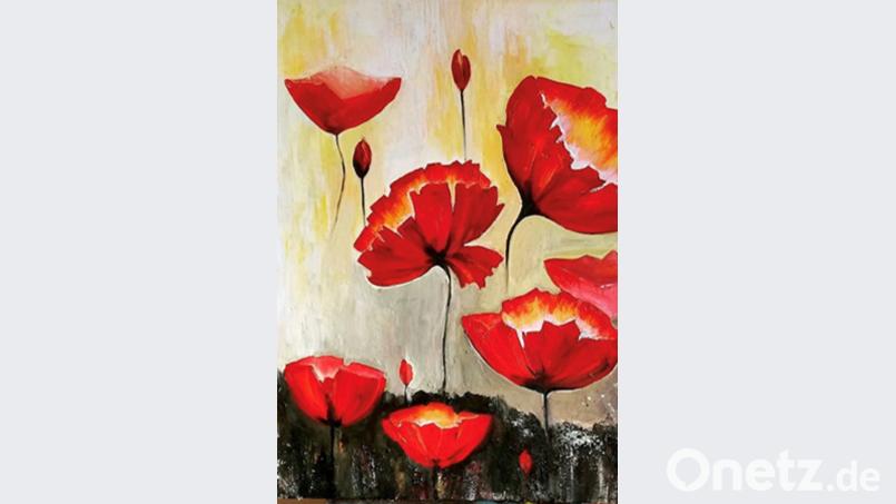 Das Gemälde mit den farbenprächtigen Blumen stammt von Arzy Umerova. Die aus der Ukraine stammende Künstlerin ist bei der Werkschau &#039;18 mit mehreren Werken vertreten. Kunstverein