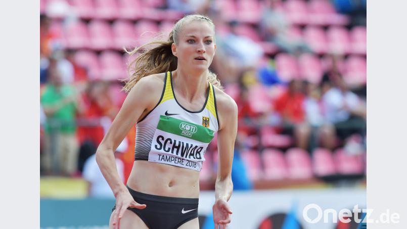 Corinna Schwab im Vorlauf über die 200 Meter bei der Leichtathletik-Weltmeisterschaft in Finnland. Iris Hensel
