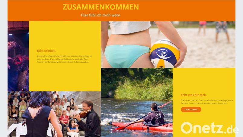 Auf der Internetseite der Image-Kampagne des Landkreises Cham ist auch die Szene mit dem Po der Beach-Volleyballerin zu sehen. Screenshot: hier-kannst-du-echt-sein.de/