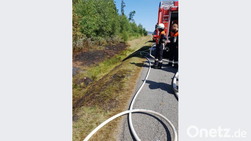 Nahe der Kreuzung der Kreisstraße TIR 21 und der Gemeindeverbindungsstraße Oberwappenöst-Witzlasreuth brennt am Donnerstagnachmittag der Straßengraben. ak
