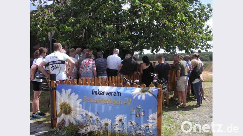 Viele Gäste und Besucher lauschten gespannt den Ausführungen von Hermann Bronold und ließen sich über das Thema Bienen und Ablegerbildung informieren.  wfw