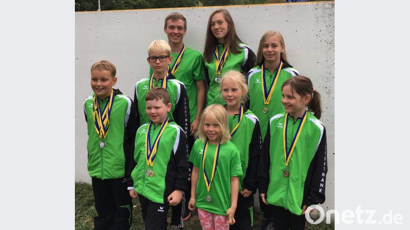 Ausgezeichnete Platzierungen erreichten die Hirschauer Schwimmerinnen und Schwimmer beim 6. Wackersdorfer Panoramabad-Schwimmfest. Von Links: Samuel Lippert, Cornelius Lohner, Niklas Schenzel, Hannah Birner, Emely Lippert, Katharina Ott, Anna-Lena Rösch, Vorne: Jonas Arnold und Tialda Lippert. u