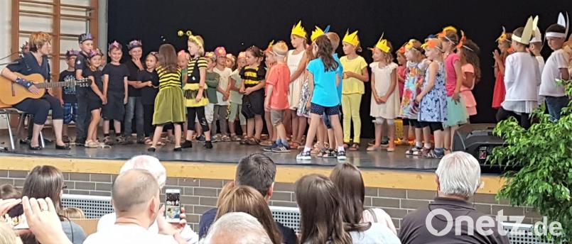 Rund 60 Kinder aus Pressath, Grafenwöhr, Eschenbach, Speinshart und Trabitz wirkten beim Musical der Musikschule Vierstädtedreieck mit. rgr