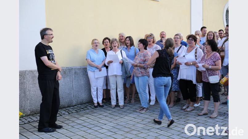 Der Kirchenchor überrascht Pfarrer Martin Besold mit einem Ständchen. njn