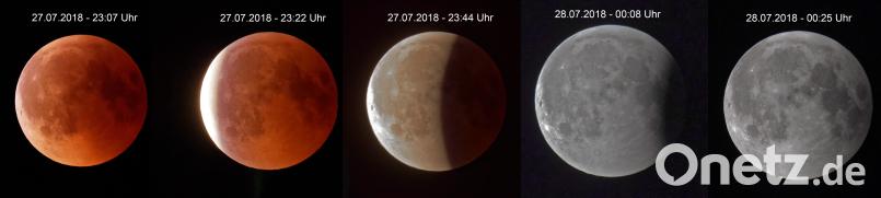 Verschiedene Phasen der Mondfinsternis. tr