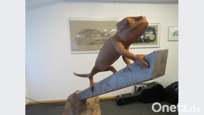 Stark: Bei diesem Gecko war Vorgabe, dem Werkstoff Plastilin Ausdruck zu verleihen. ubb