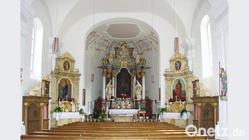 Der Innenraum der Wallfahrtskirche Weißenbrunn. ü