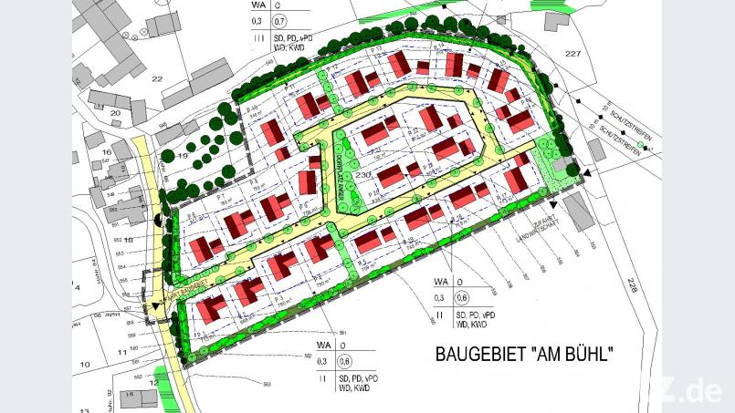 Das neue Baugebiet &quot;Am Bühl&quot; in Döltsch ist nun erschlossen und kann bebaut werden. Der Bebauungsplan stammt vom Architekturbüro Schöberl aus Parkstein. Architekturbüro Schöberl, Parkstein