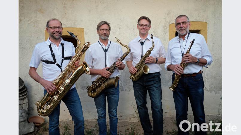 Die Band: Alois Träger (Altsax), Reinhard Roth (Tenorsax), Thomas Kurzka (Altsax) und Günter Geiß (Sopransax), im Bild von links. twi