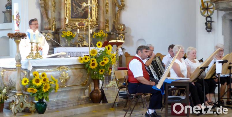 Die Mitglieder der Gruppe „Oberpfälzer Saitenklang“: Ludwig Putzer (Akkordeon), Norbert Puff (Gitarre) und die Veeh-Harfisten Josef Sterr, Angela Putzer, Irmgard Puff und Gisela Grim. fsb