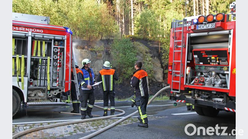 Nur die Felsen sind noch heil. Ansonsten ist die Böschung auf einer Länge von rund 100 Metern nach dem Brand kohlrabenschwarz. nm
