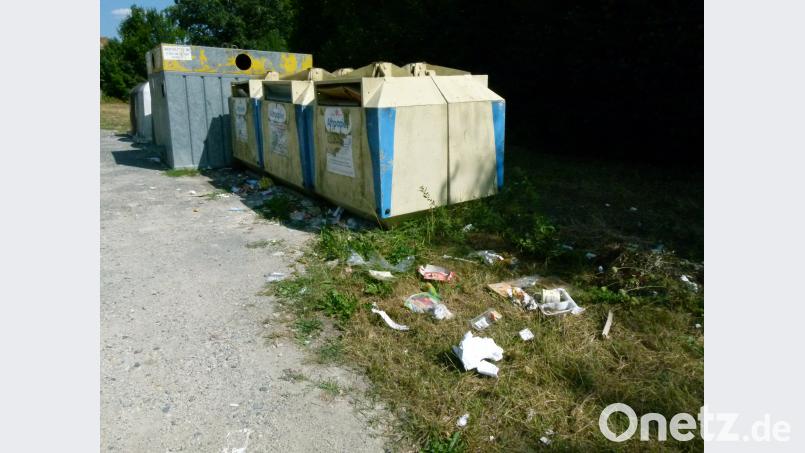 Plastik und Speisereste neben Sammelcontainern sorgen für Unmut bei der Stadt Eschenbach. rn