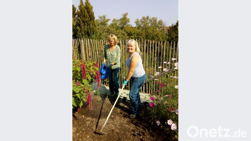 Die beiden Gärtnerinnen sind zwei Mitglieder des Heimatvereins: Monika Albersdörfer und Juliane Keck (von rechts). hev