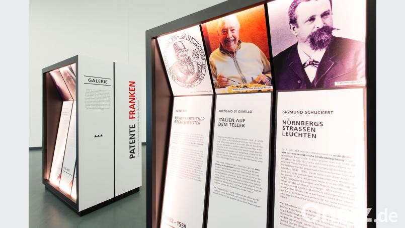 Die Wanderausstellung „Patente Franken“ wurde konzipiert von der Kultur-Service-Stelle des Bezirks Oberfranken. Bild: Bild: toc.designstudio