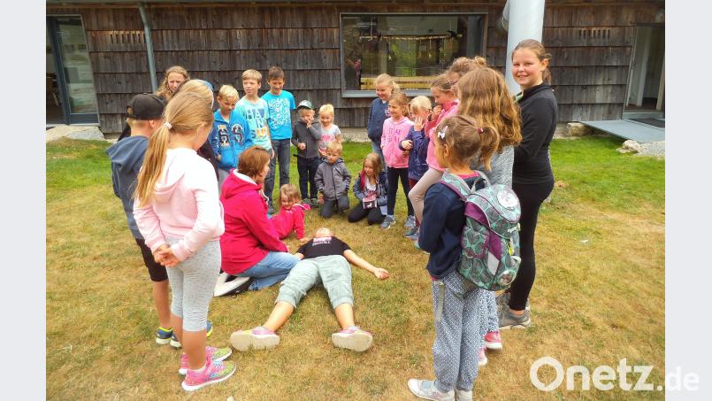 Kathrin Ruhland erklärt nicht nur Erste-Hilfe-Maßnahmen. Interessantes wusste sie auch über Baderegeln und den Umgang mit Insektenstichen zu berichten. Bild: exb