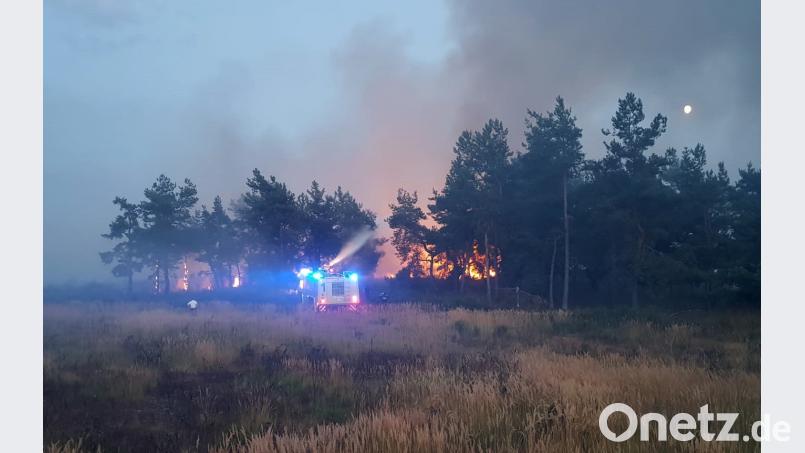 Feuer im Truppenübungsplatz Grafenwöhr: Mit Firetrucks, Löschpanzer und Flugfeldlöschwagen bekämpft die US-Armee die Flammen. Bild: mor