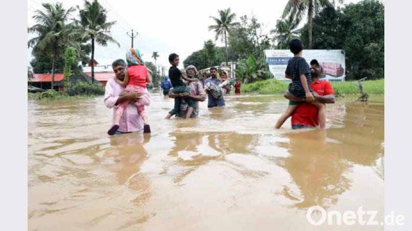 Tausende Menschen sind in Kerala in Indien auf der Flucht vor Hochwasser und Erdrutschen. Bild: exb
