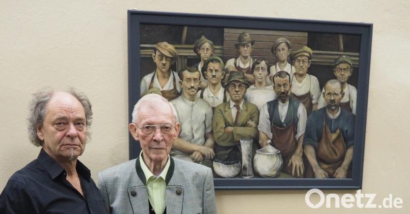 Der Künstler Stefan Schadeck präsentiert im Neustädter Rathaus seine Zoigl-Radierungen. Bild: krb