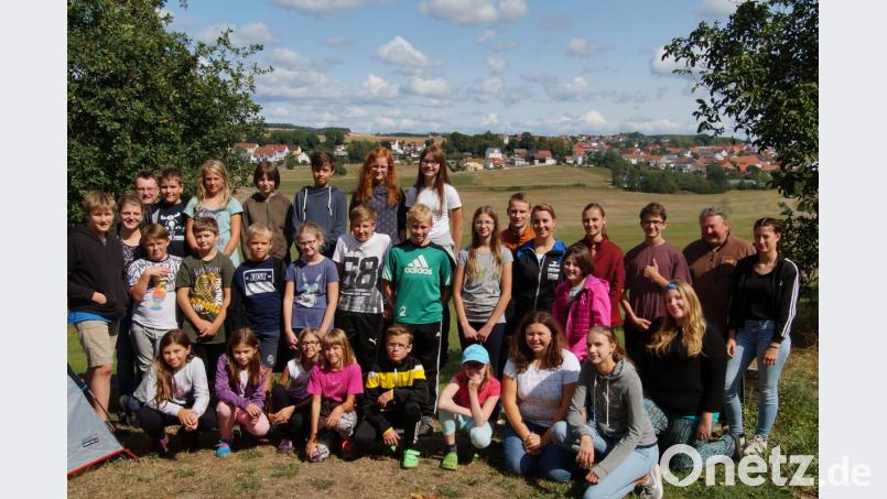 Die Teilnehmer des Zeltlagers der Blasmusik Gebenbach am Mausberg. Bild: exb