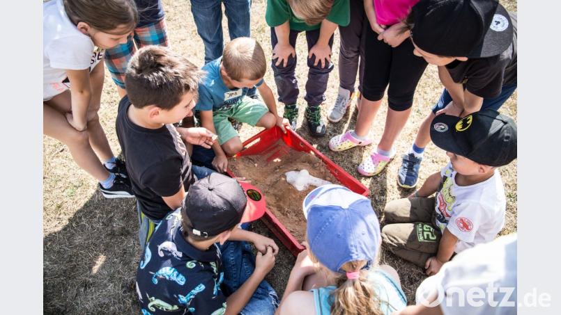 Die Kinder schauen gespannt zu, ob ihr Experiment gelingt. Bild: Lukas Meister