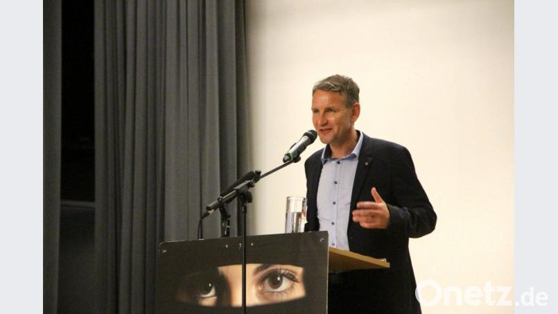 Björn Höcke bei seinem Auftritt in Lappersdorf. Bild: Alexander Auer