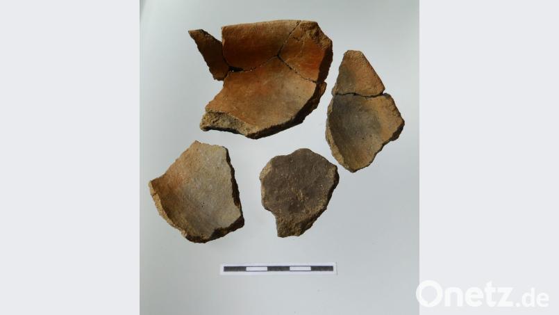 Die gefundenen Stücke der kleinen, feinkeramischen Schale mit unregelmäßigem Rand. Bild: Engelhardt