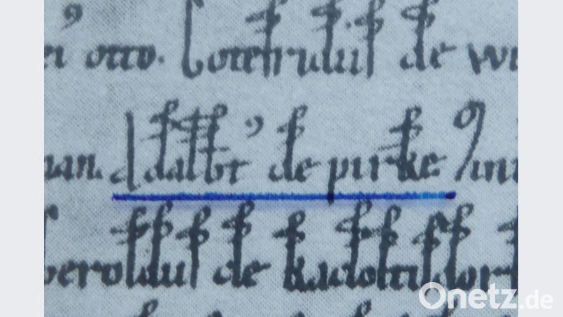 Ein Ausschnitt aus der Urkunde mit dem Namen Adalbert de Pirke. Bild: fsb