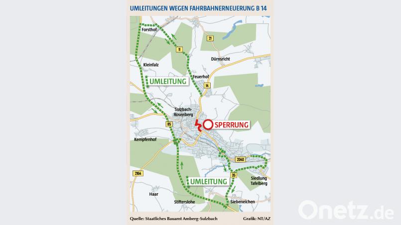 Die Umleitungen fallen weiträumig aus. Bild: exb
