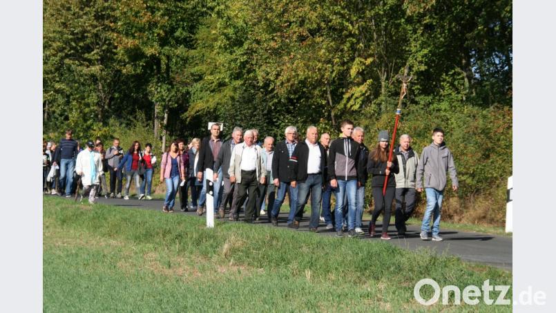 Die Wallfahrer aus Waldershof und Poppenreuth auf ihrem Weg nach Fuchsmühl. Bild: fpoz