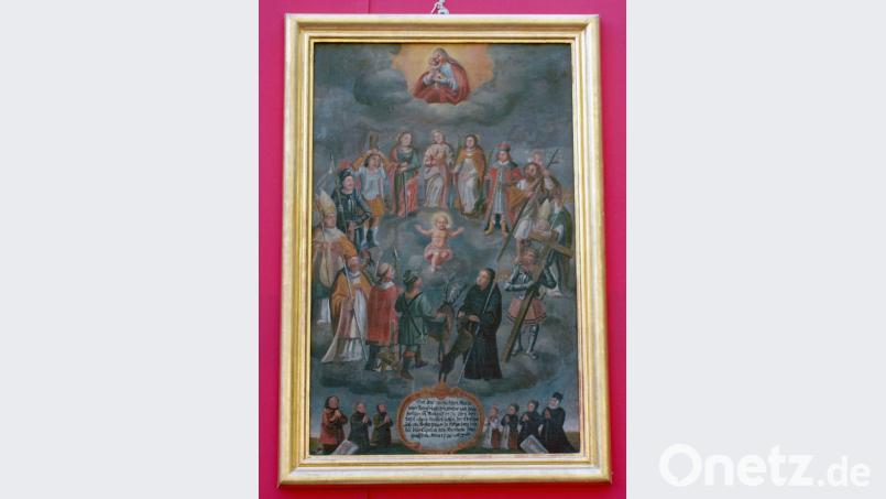 Das Bild der Vierzehn Nothelfer, das beim Festgottesdienst den Altar schmückt, hat das Jahr über seinen Platzt in der Kirche St, Martin in Hofstetten. Bild: sön