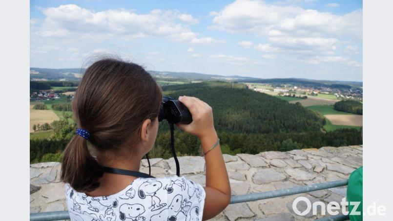 Nach dem Erklimmen der 94 Stufen genossen die Besucher auf dem 20 Meter hohen Bergfried eine wundervolle Aussicht. Bild: zim