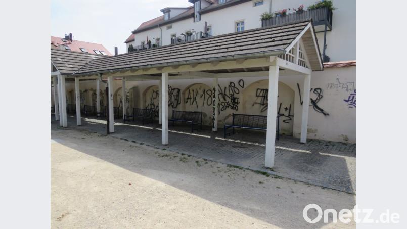 Auch im Maltesergarten haben die drei jungen Amberger Wände beschmiert. Bild: exb