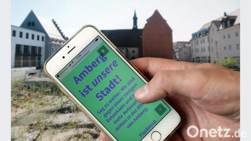 Per Whats-App, SMS und Facebook rufen die Gegner des Bürgerspital-Projekts zum Flashmob auf. Bild: Wolfgang Steinbacher