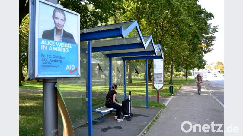 Öffentlich war der Auftritt bisher kaum bekannt. Seit Freitag hängen allerdings die ersten Plakate in der Stadt und künden von einer großen AfD-Veranstaltung im ACC. Darauf steht samt ihrem Foto, dass auch die Bundestags-Fraktionsvorsitzende Alice Weidel nach Amberg kommt. Bild: ath