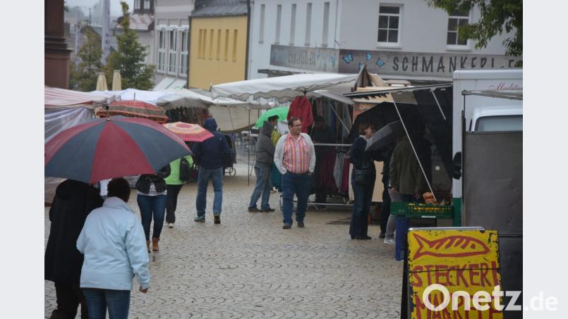 Kaum ein Besucher wagte sich ohne Regenschirm und wetterfeste Kleidung auf den Michaelimarkt. Bild: jr