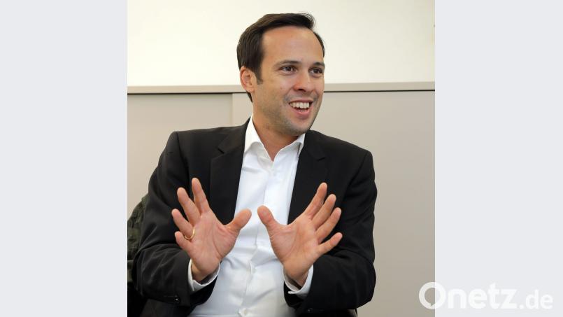 FDP-Spitzenkandidat Martin Hagen zu Gast in der AZ. Bild: Wolfgang Steinbacher