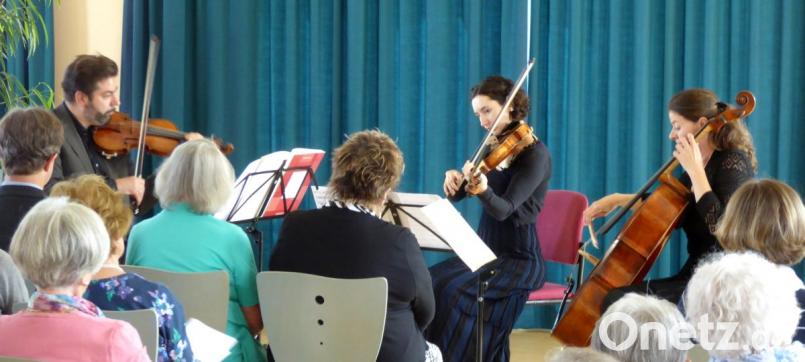 Die Musiker des Nimrod-Trios: (von links) Christophe Horak (Violine), Francesca Zappa (Viola) und Ulrike Hofmann, Violoncello. Bild: fsb